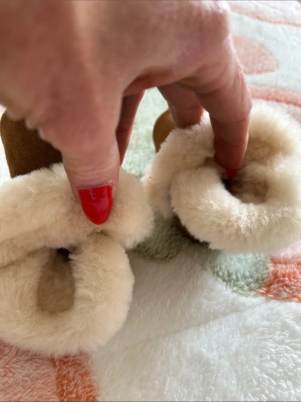 UGG Chestnut Suede Baby Moccasins with Cream Shearling